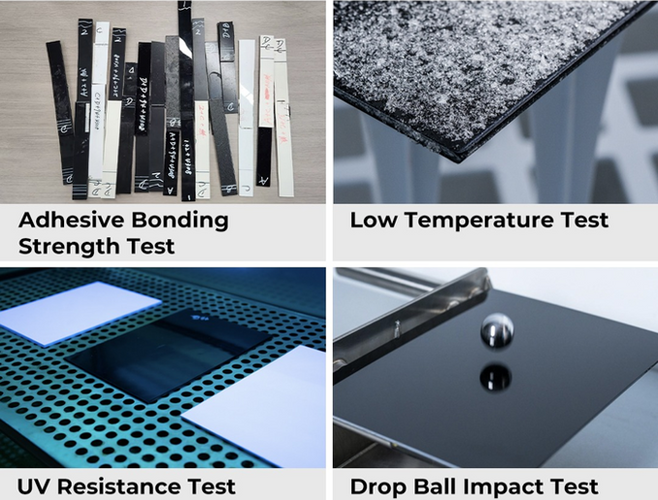 Wheelsboy Select ENROAD Roof Box undergoes rigorous testing: Adhesive Bonding Strength Test ensures structural integrity, Low Temperature Test verifies cold-resistant performance, UV Resistance Test guarantees color and material longevity, and Drop Ball Impact Test confirms impact resistance. A roof box built to last in any condition.