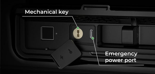 Wheelsboy Select ENROAD Roof Box integrates thoughtful features: mechanical key ensures access even in tech failures, and emergency power port offers backup power for critical functions. A roof box designed with redundancy for uncompromised reliability.