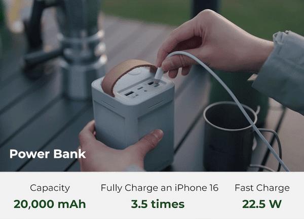 Wheelsboy Select ENROAD Roof Box’s Trispark power bank features a 20,000 mAh lithium iron phosphate battery for high-temperature safety, delivering 22.5W fast charging to fully charge an iPhone 16 3.5 times. Power your devices reliably during outdoor trips with this durable, safe portable charger.